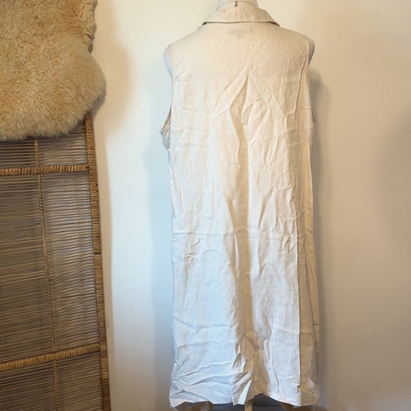 FOR CYNTHIA-LINEN Blend Creamy Tan Button Front Tunic Vest Blouse Top- XL/14/16 - Picture 8 of 10